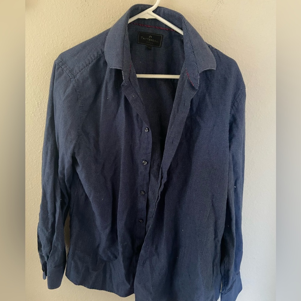 Blue Tatersall Dress Shirt men’s large
